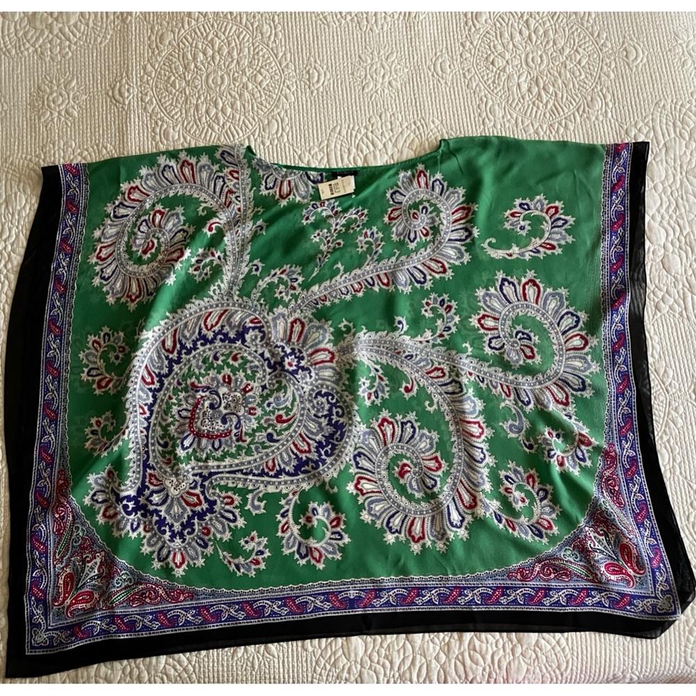 NWT Talbots silk paisley poncho/scarf - Picture 5 of 11